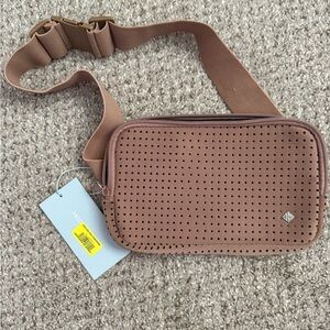 ANTONIO MELANI Latte Perforated Neoprene Crossbody Belt‎ Bag